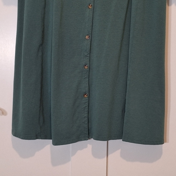 J. Jill Button Down Front Midi Dress Stretch 3/4 Sleeve Green Size Large - Picture 4 of 9